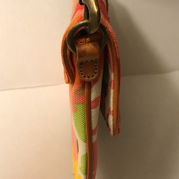 J. Crew Floral Cotton/Leather Handbag Pink/Orange - Picture 5 of 6